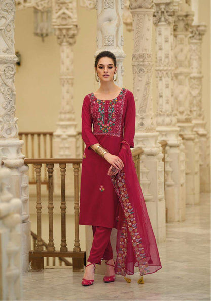 Red Pure Viscose Rayon Suit