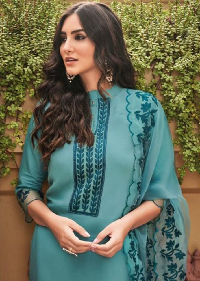 TEAL PURE SILK SUIT