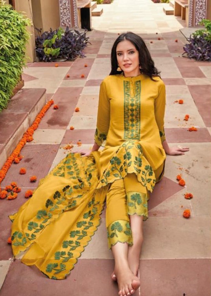 YELLOW PURE SILK SUIT
