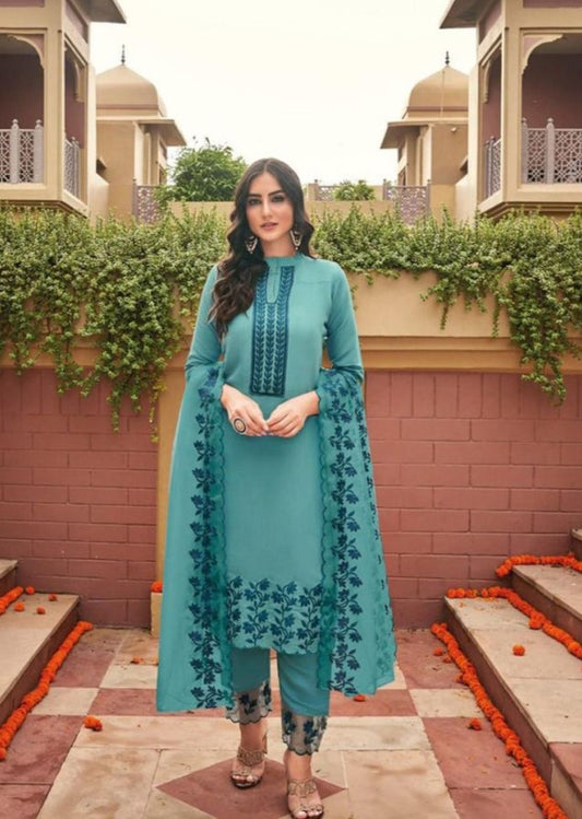 TEAL PURE SILK SUIT